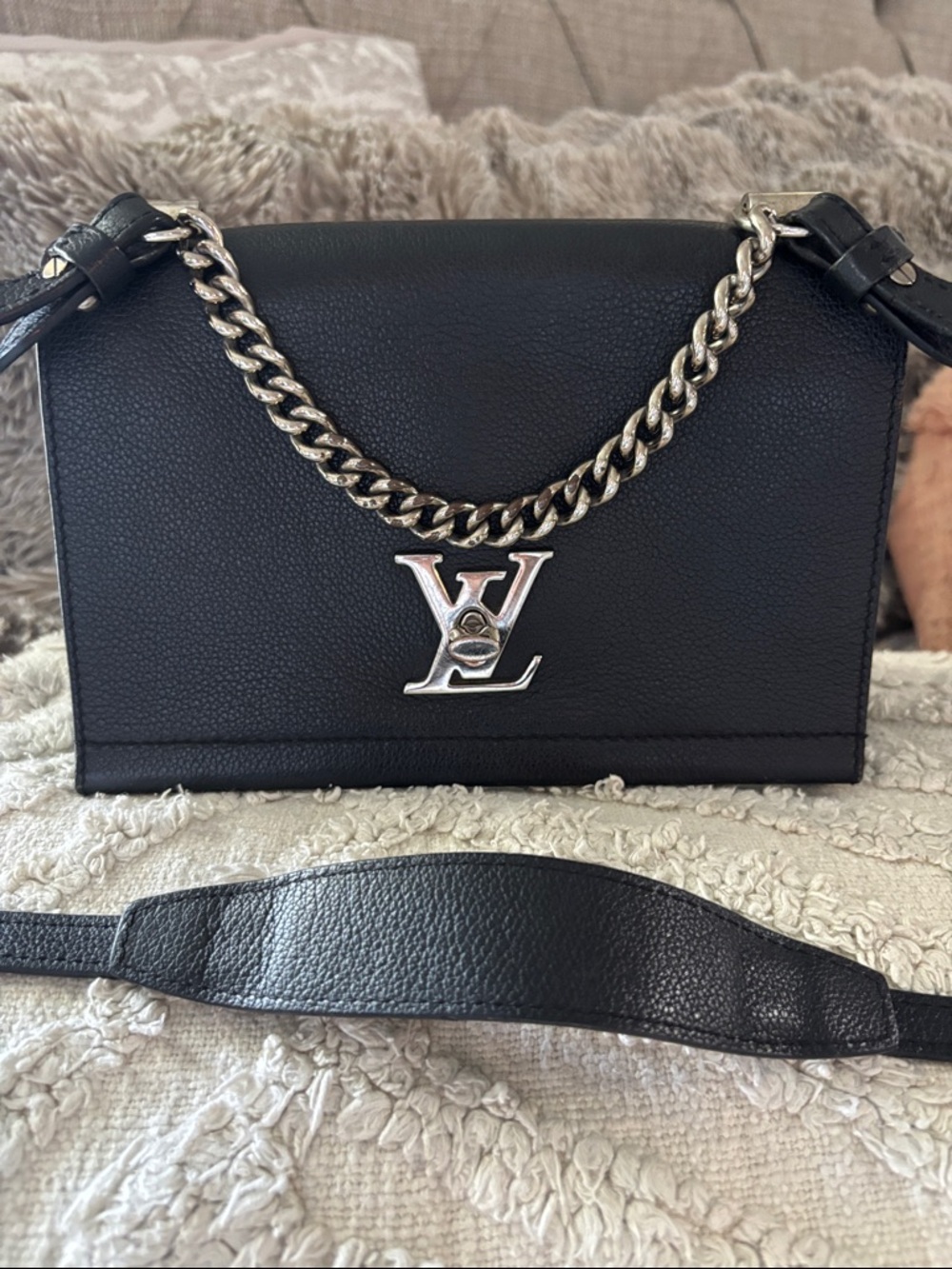 Louis Vuitton Black Leather Chain-Handle Crossbody Bag